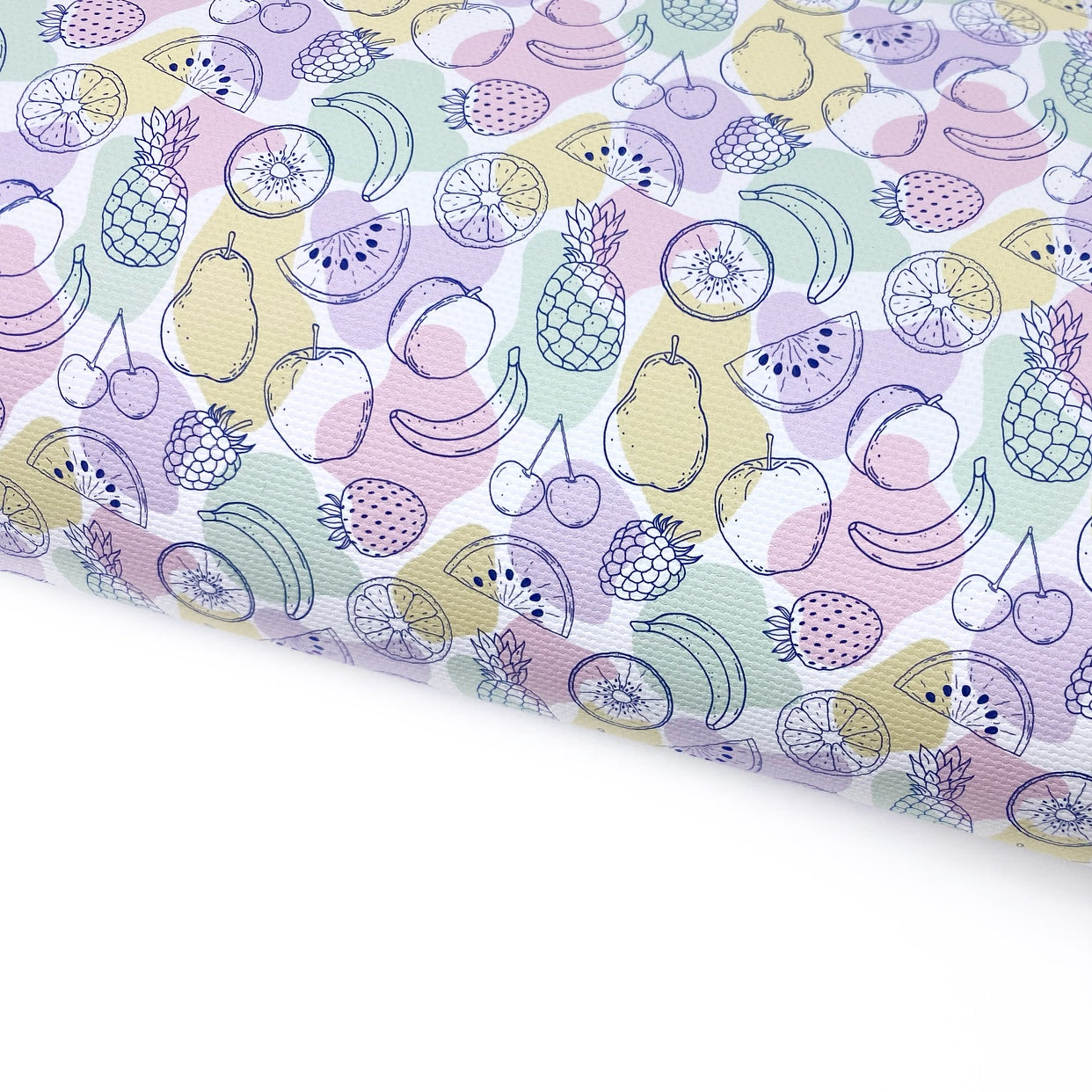 Pastel Fruit Bowl Lux Premium Printed Bow Fabric