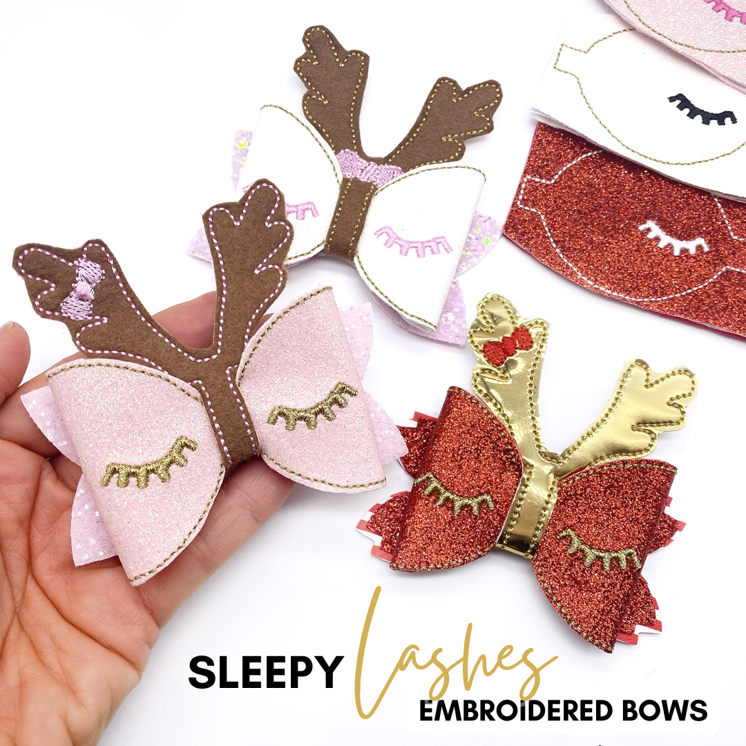 Sleepy Eyes Lashes Embroidered Bow 3.5''