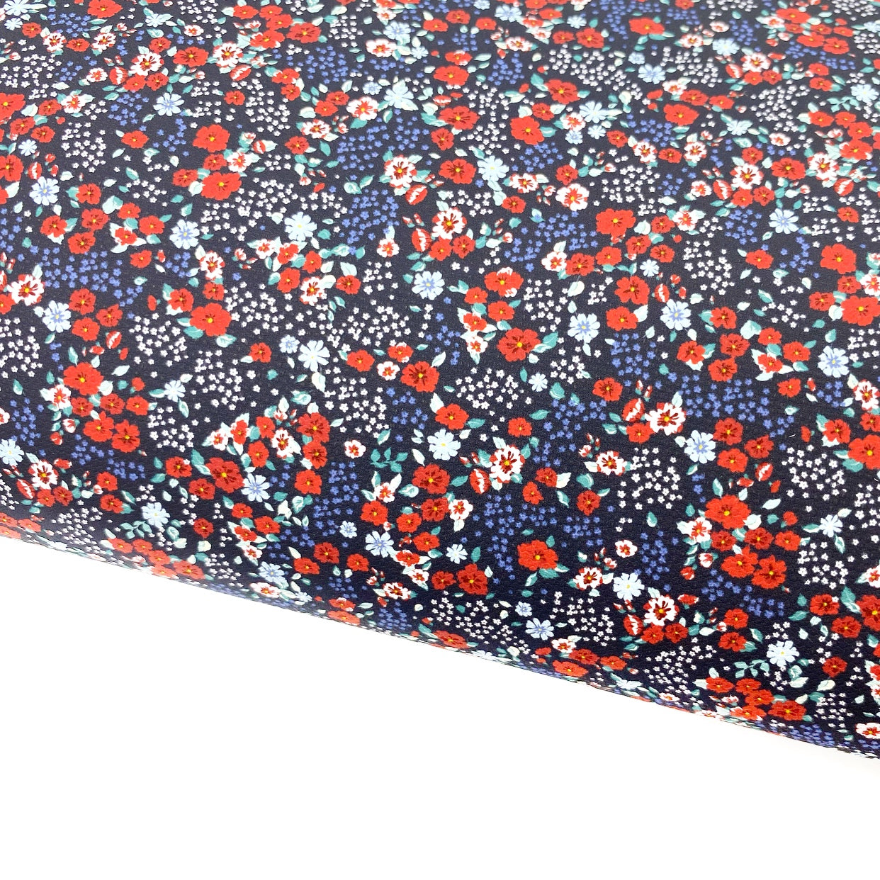 Navy British Florals Lux Premium Printed Bow Fabric