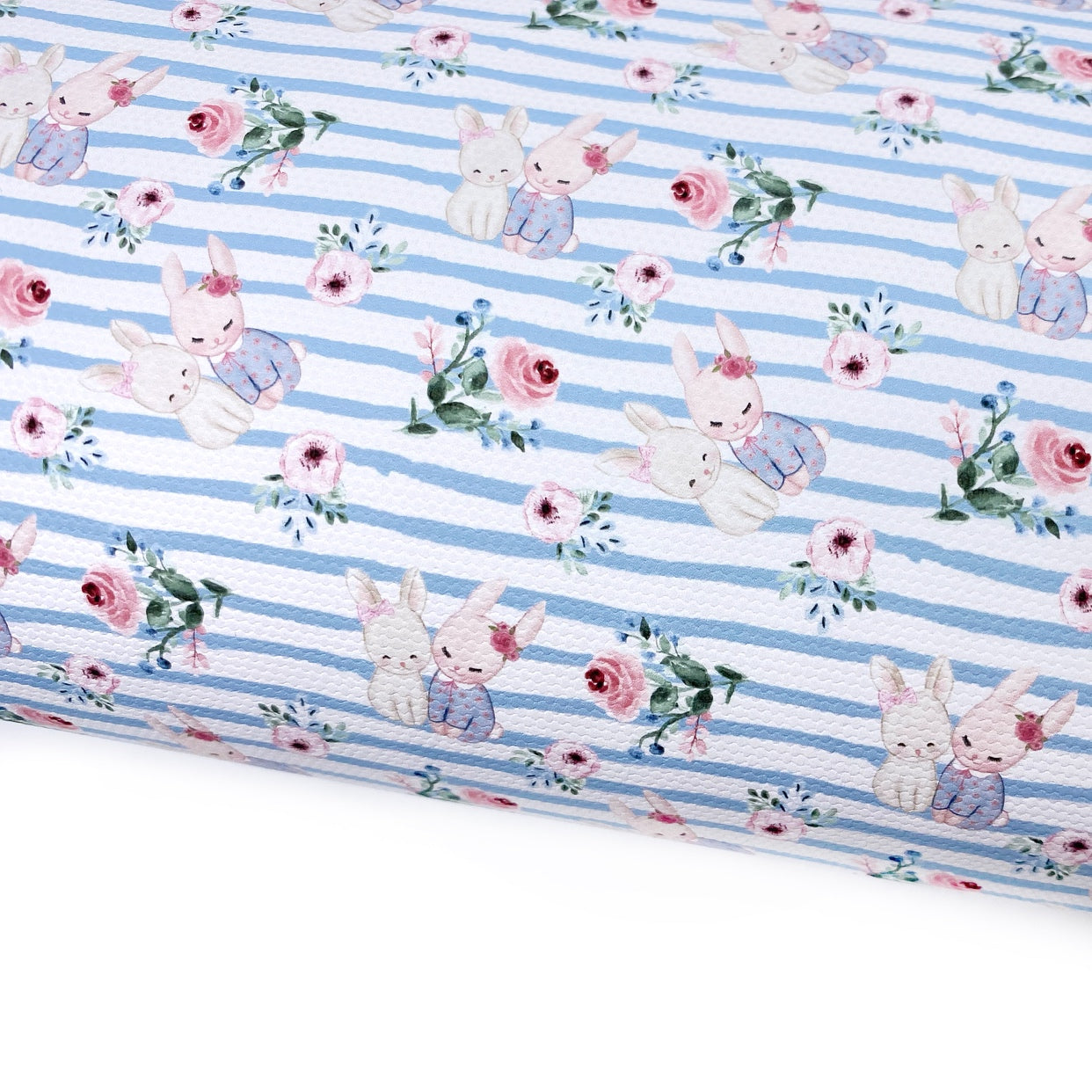 Mummy & Bunny Stripes Lux Premium Printed Bow Fabrics