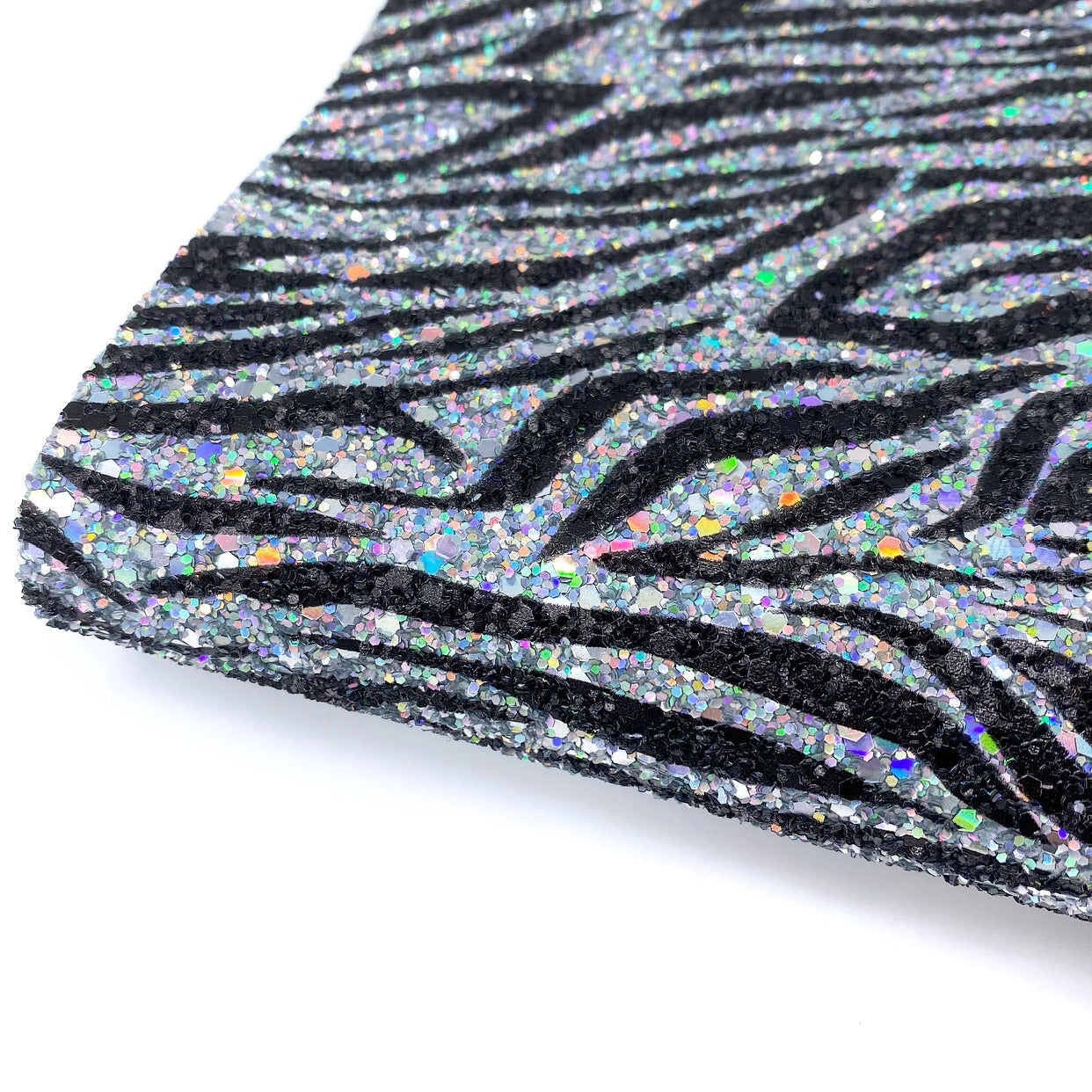 Disco Zebra Lux Premium Chunky Glitter Fabric
