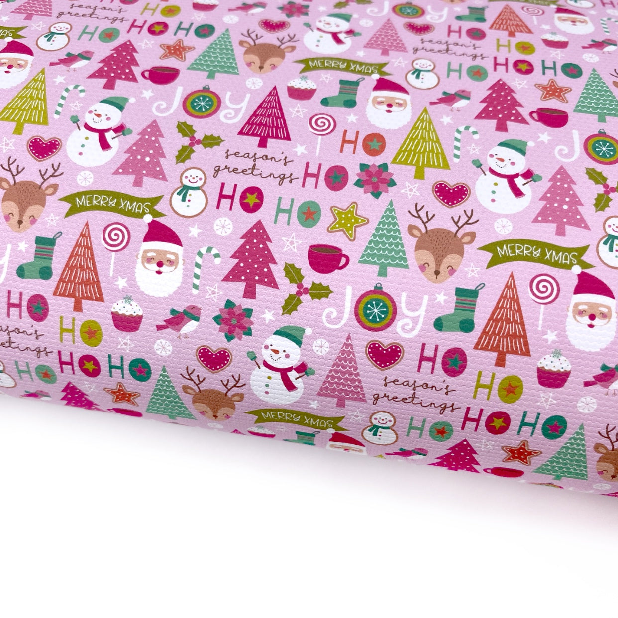 Pink Christmas Mix Up Lux Premium Canvas Bow Fabrics