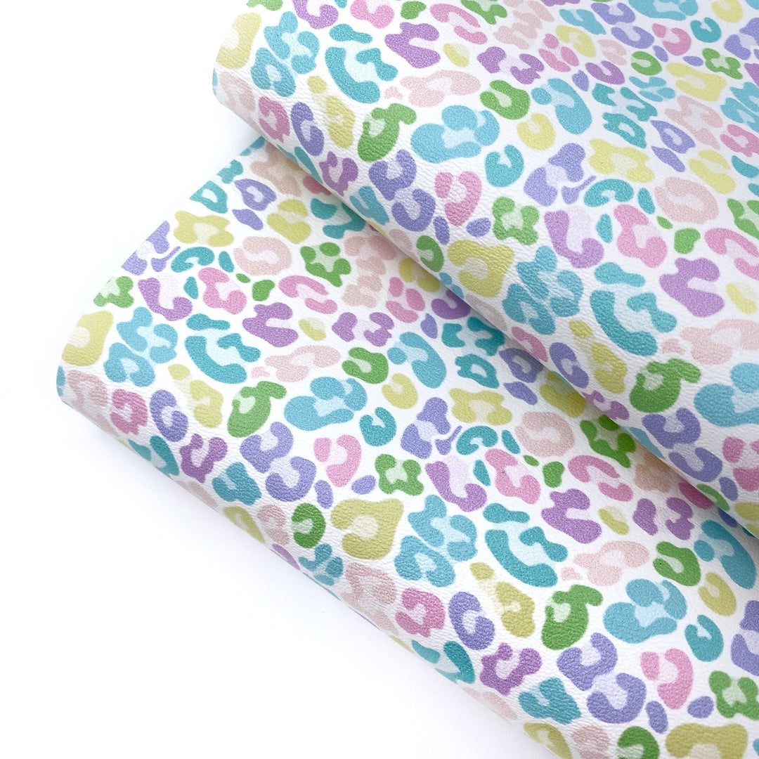 Ice Cream Leopard Print Premium Faux Leather Fabric Sheets