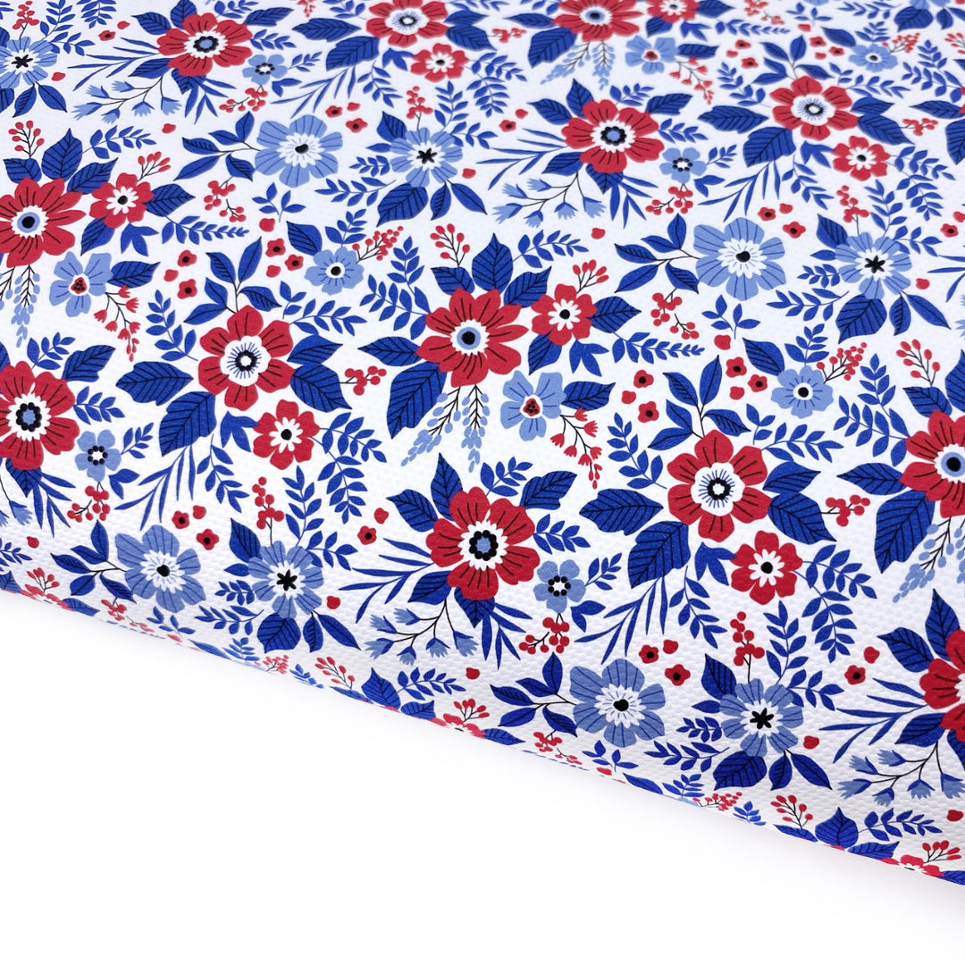 Patriotic Florals Lux Premium Printed Bow Fabric