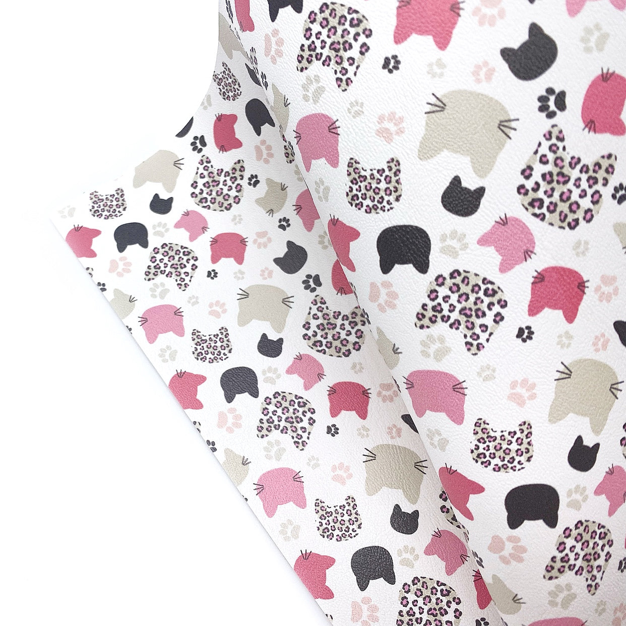 Leopard Cat Silhouette Premium Faux Leather Fabric Sheets