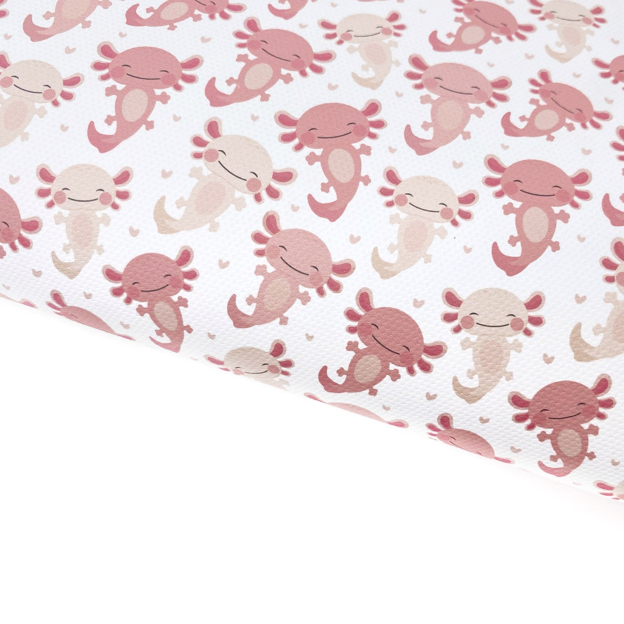 White Axolotl Mix Up Lux Premium Printed Bow Fabric