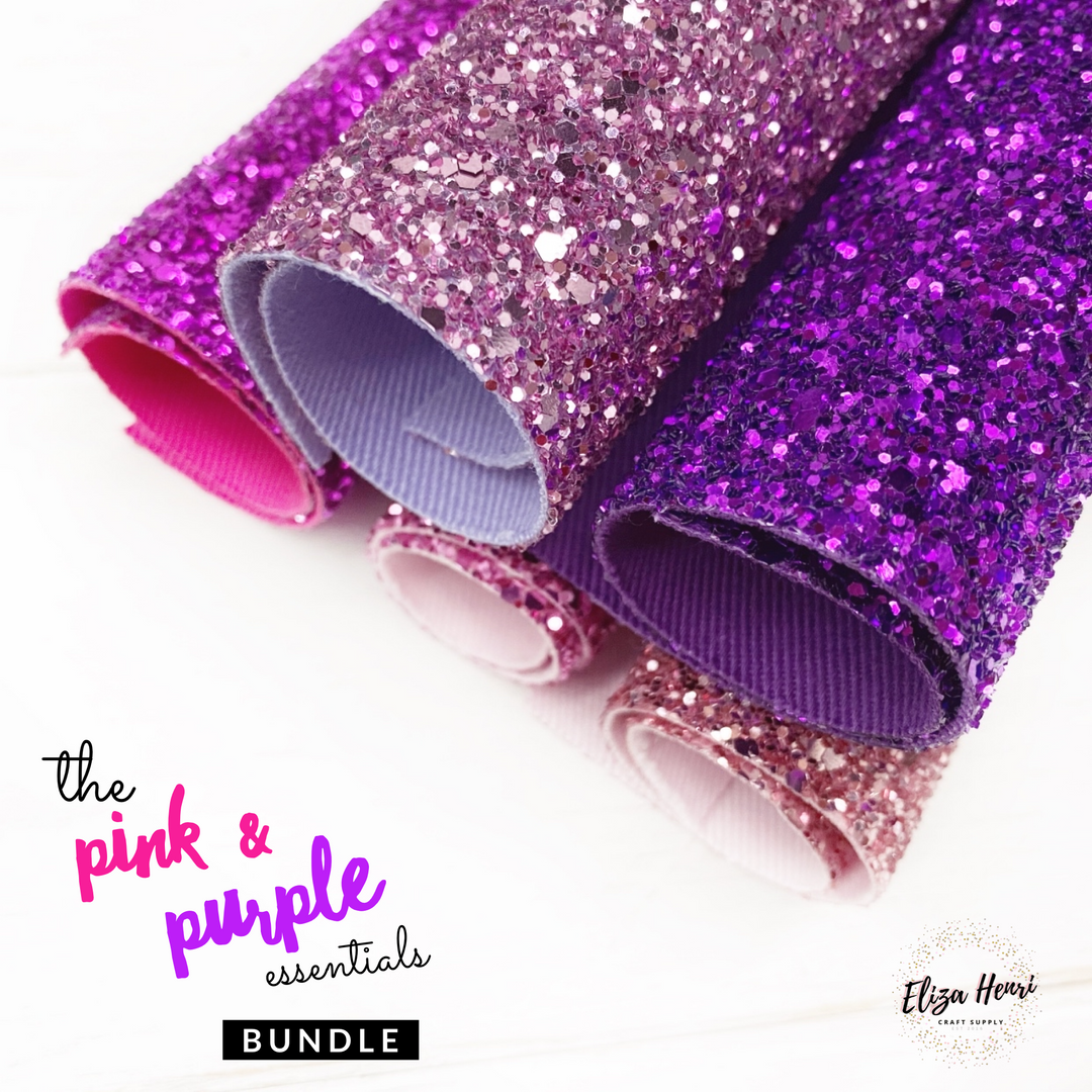 Pink & Purple Lux Premium Chunky Glitter Fabric Collection- 5 colours