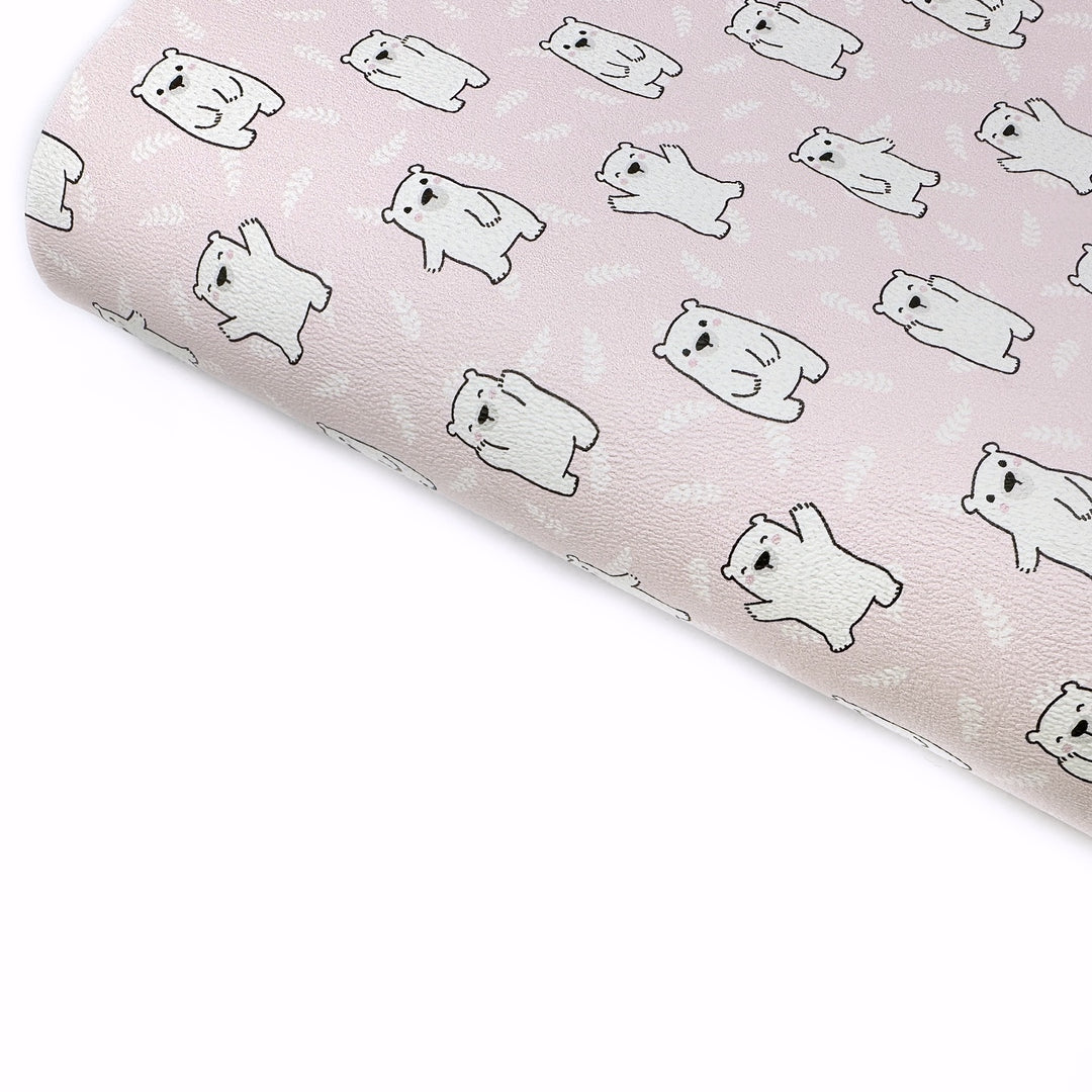 Pretty Polar Bears Premium Faux Leather Fabric Sheets