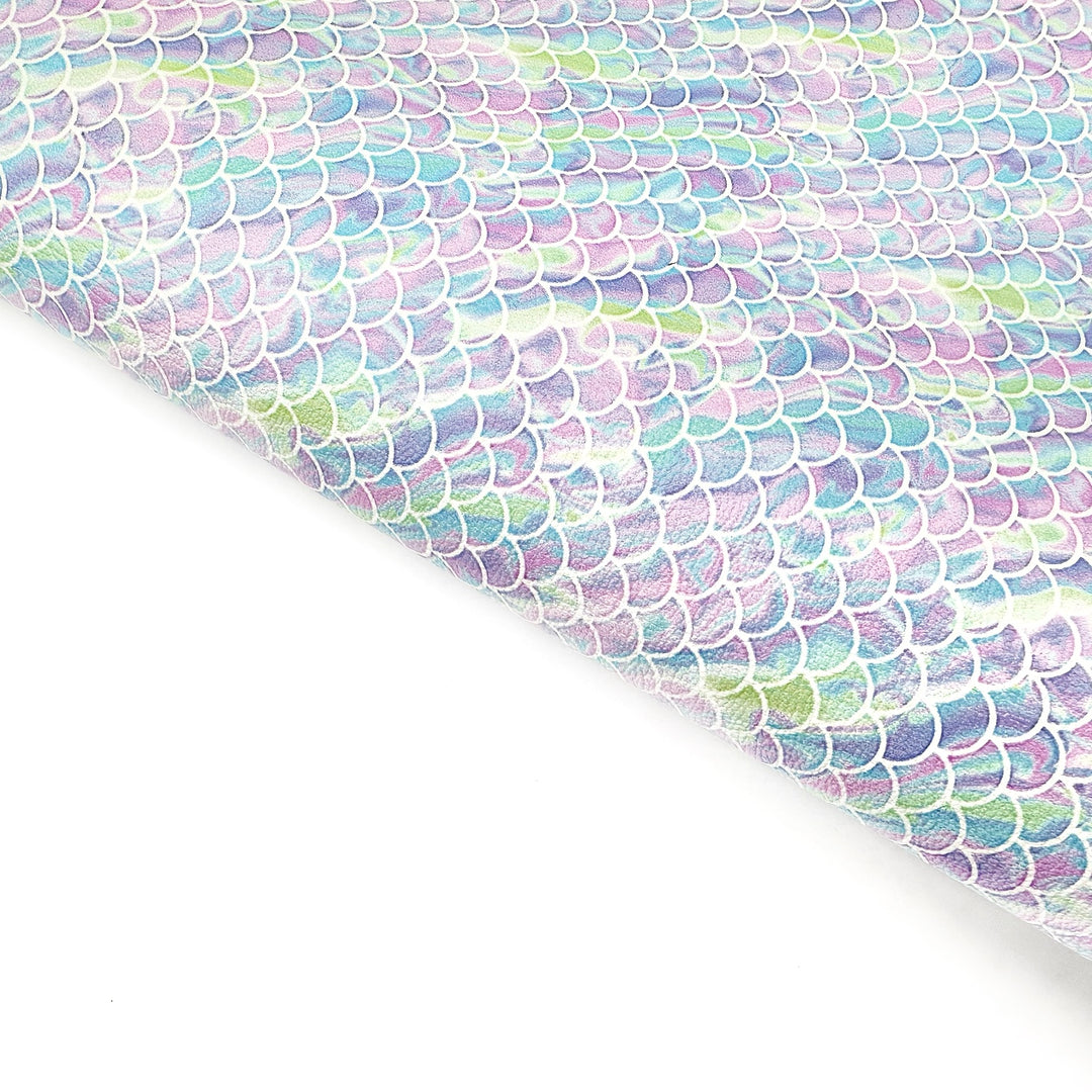 Pastel Marble Mermaid Premium Faux Leather Fabric Sheets