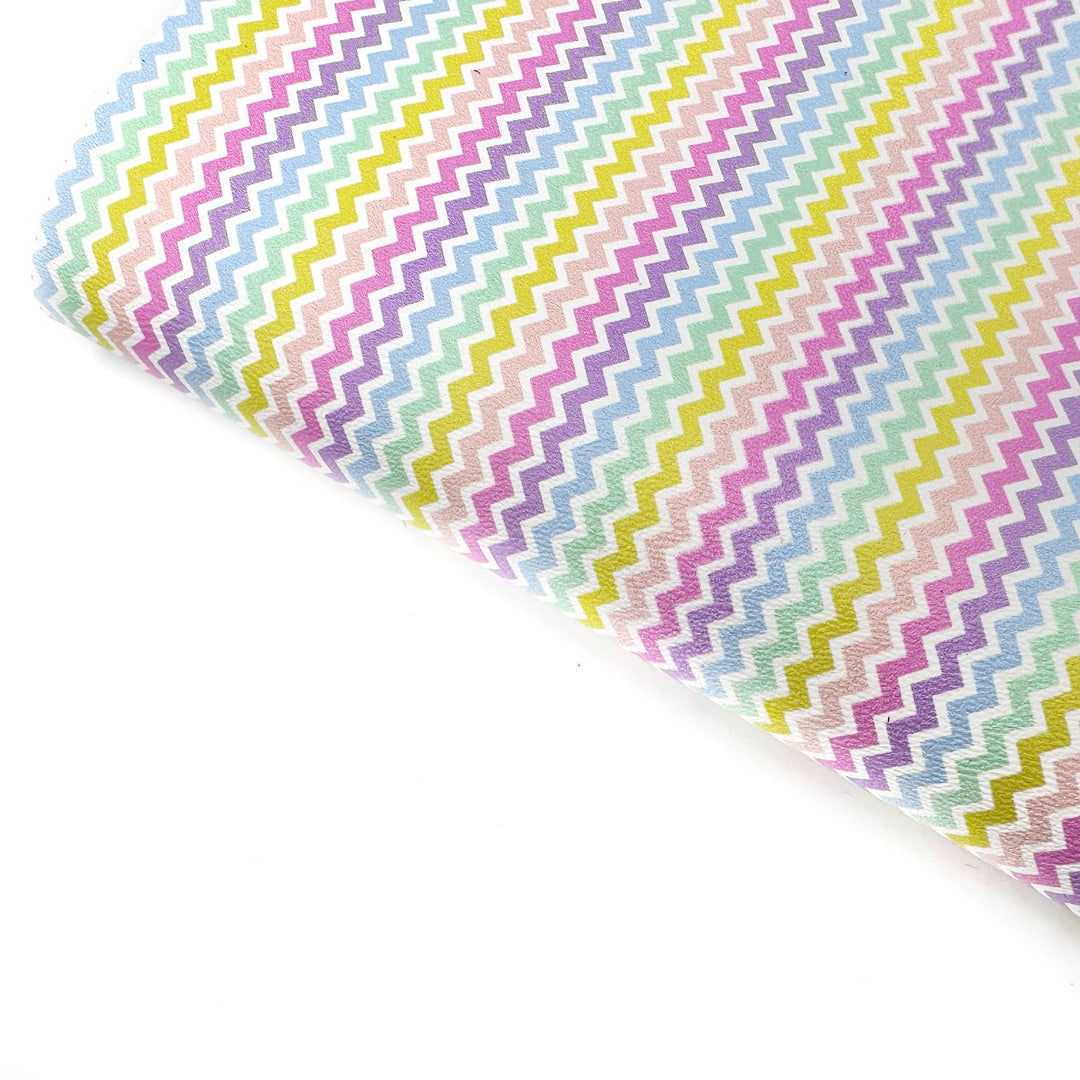 Zig Zag Pastels Premium Faux Leather Fabric Sheets