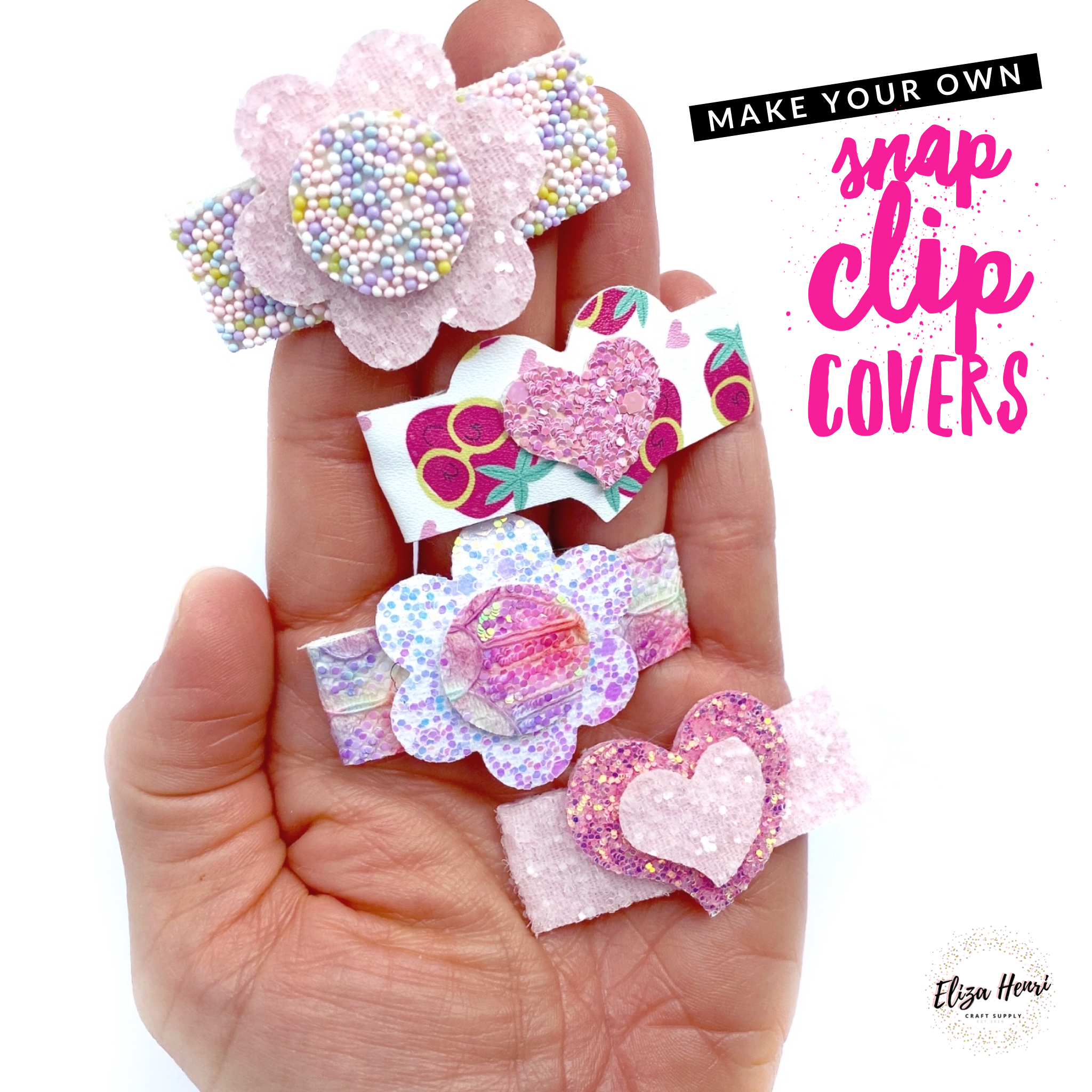 Dinky Hearts & Flower Mix Snap Clip Cover Template Set