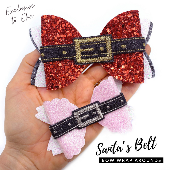 Glittery Santa Belt Bow Wrap Arounds