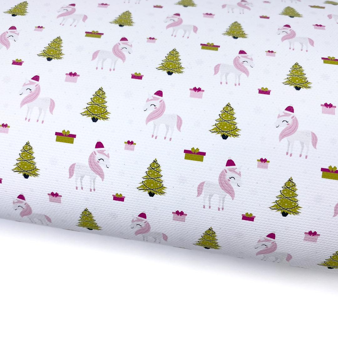 Unicorn Christmas Lux Premium Canvas Bow Fabrics