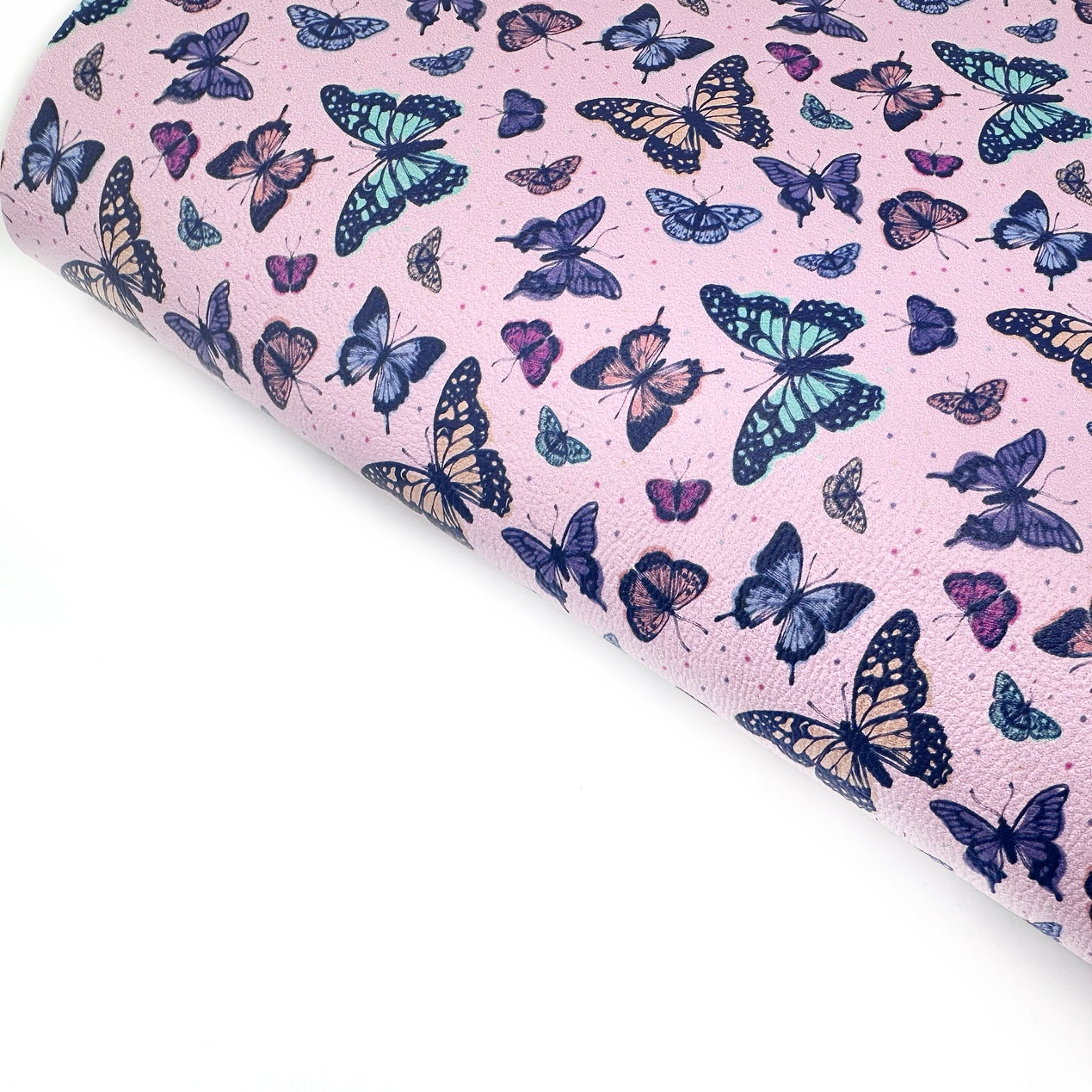 Pretty Pink Butterfly Premium Faux Leather Fabric Sheets