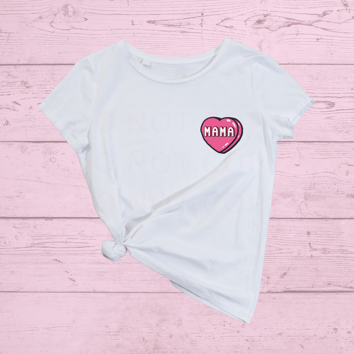 Candy Heart Mama HTV Full Colour Iron on T Shirt Transfer