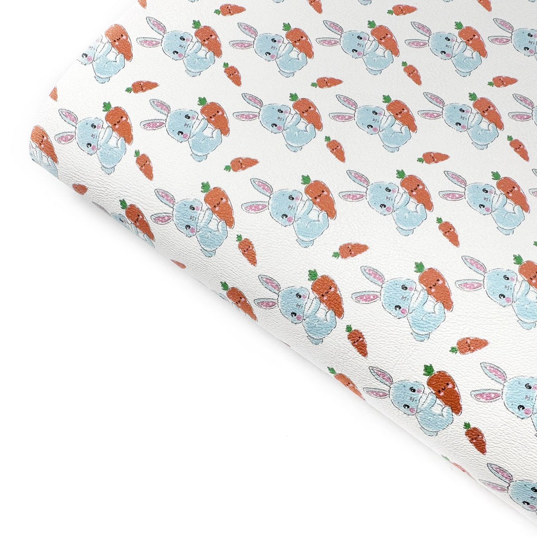 Bunnies Favourite Carrot Premium Faux Leather Fabric Sheets