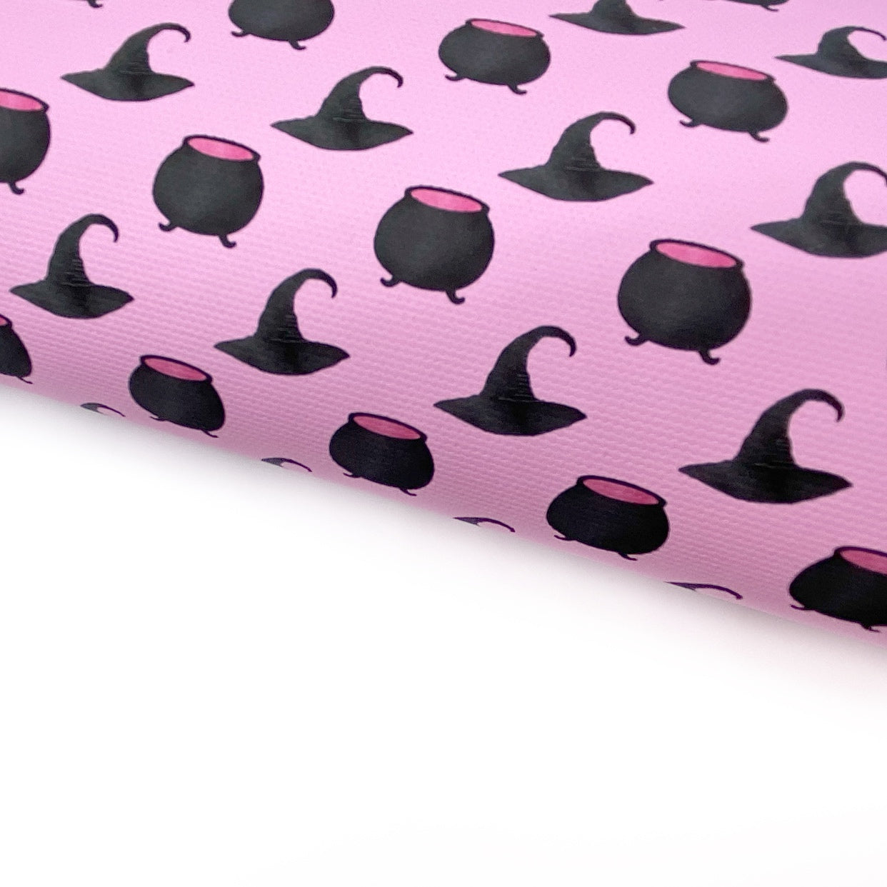 Pink Witches Hats & Cauldrons Lux Premium Canvas Bow Fabrics