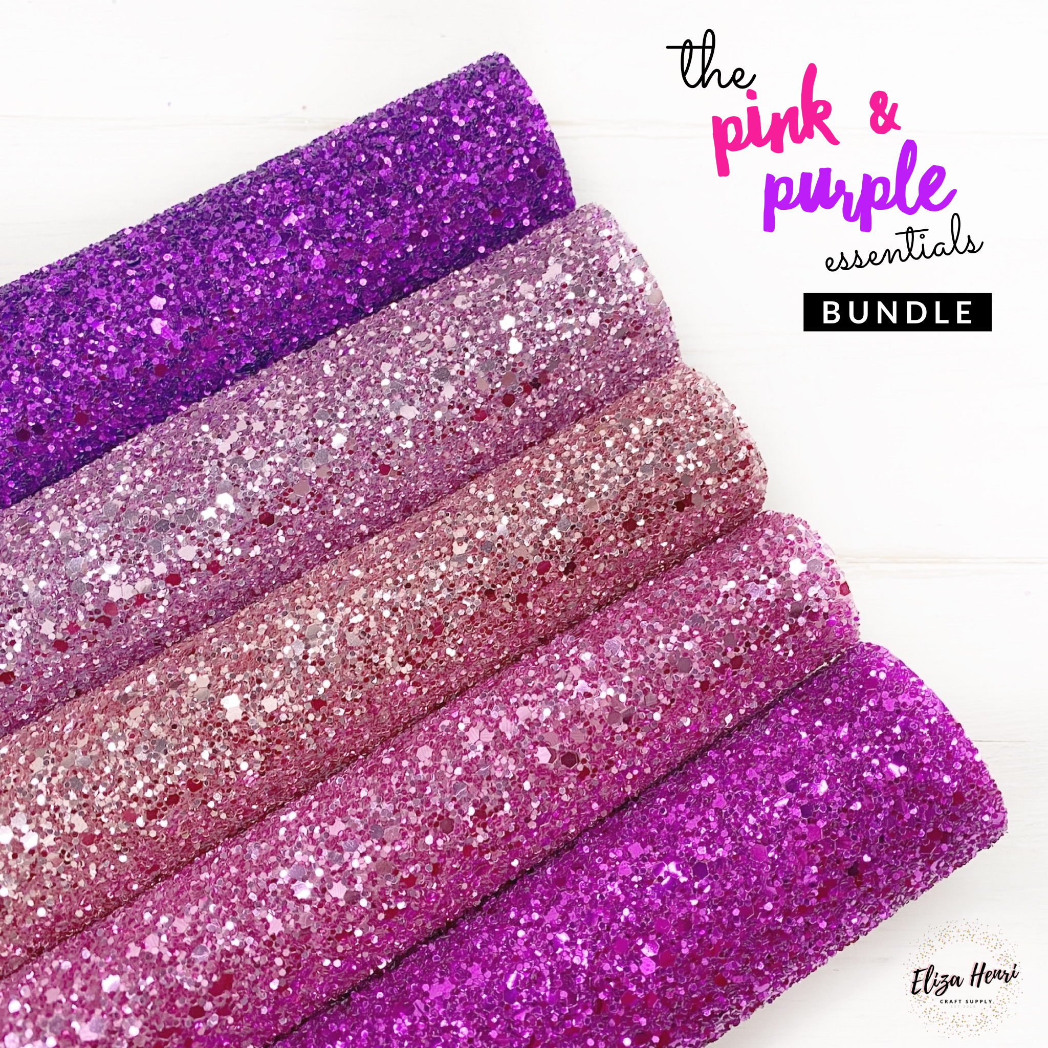 Pink & Purple Lux Premium Chunky Glitter Fabric Collection- 5 colours