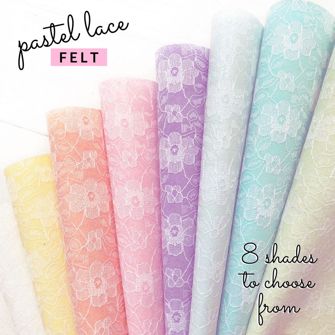 Felt backed Floral Pastel Lace Fabrics