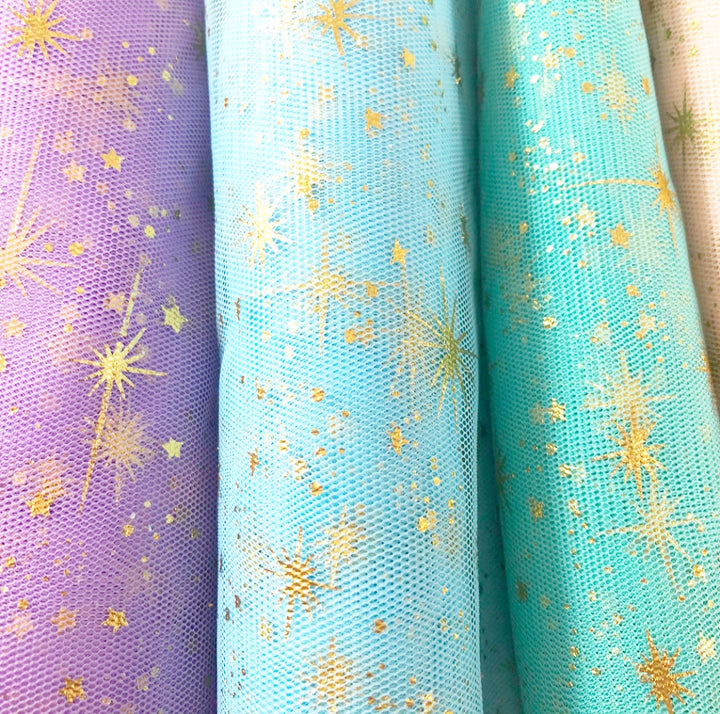 Luxury Foil Unicorn Star Tulle Fabric