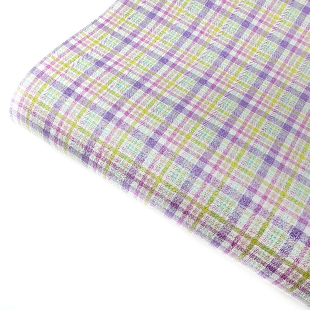 Pastel Plaid Premium Faux Leather Fabric Sheets