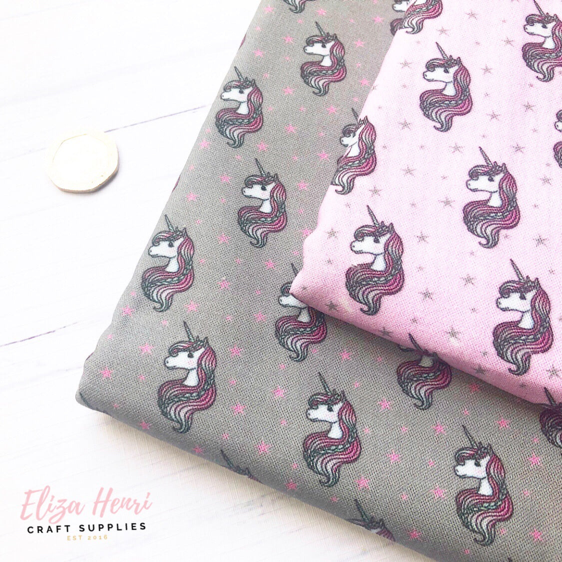 Grey and Pink Dreamy Unicorns Artisan Fabric Felt