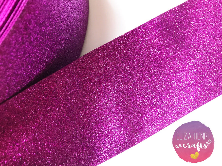 Purple Glitter Grosgrain Ribbon 3'' - Eliza Henri Craft Supply