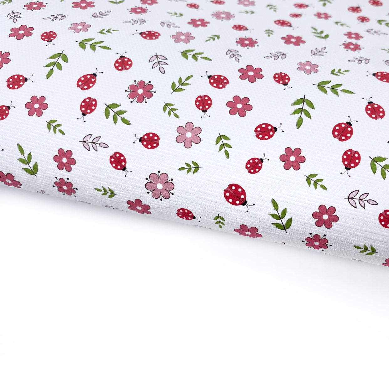Ladybird Flowers Lux Premium Printed Bow Fabric