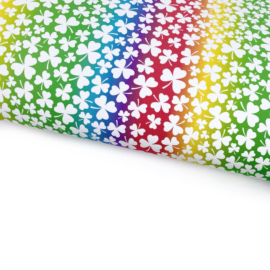 Rainbow Shamrock Lux Premium Printed Bow Fabrics