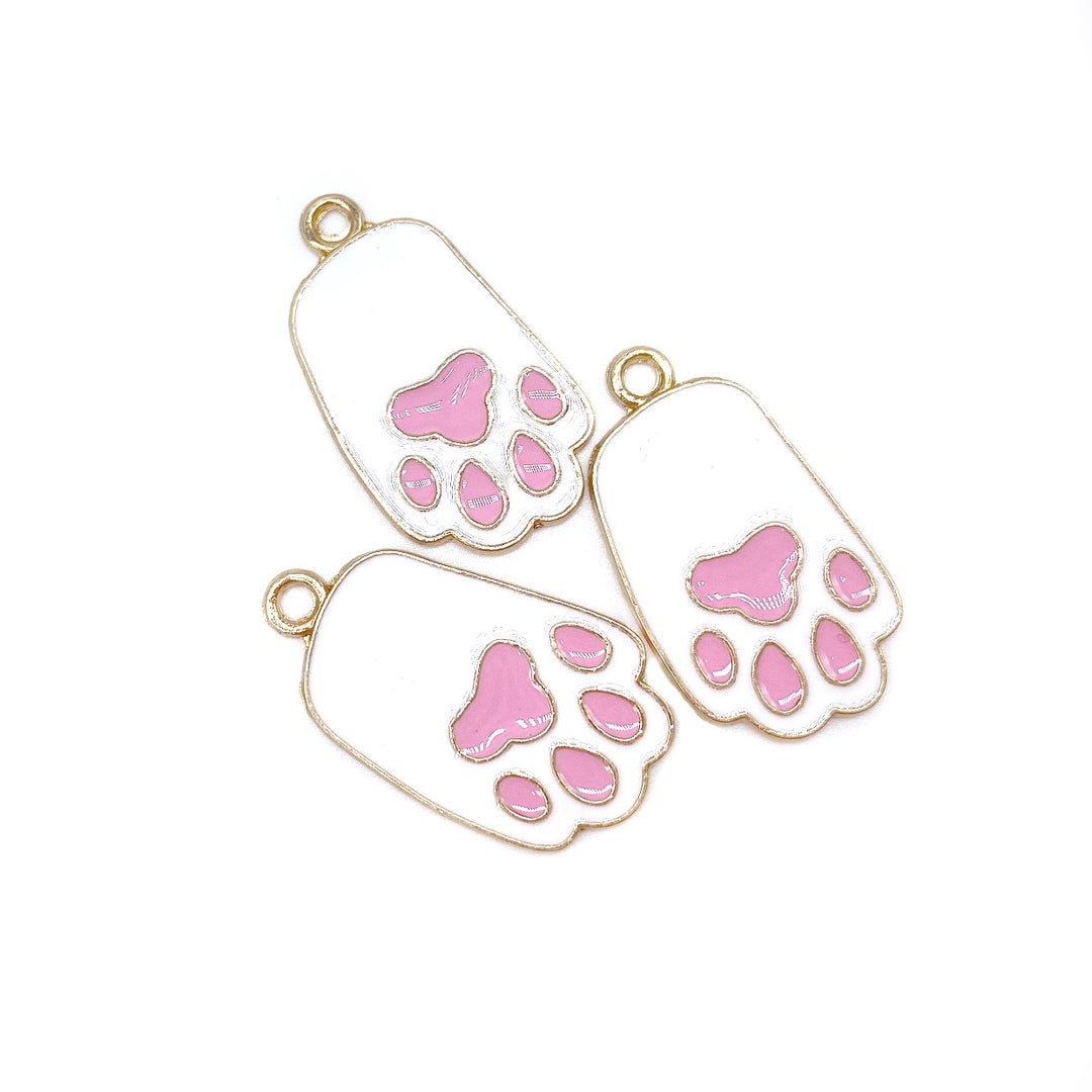 Bunny Paw Coloured Enamel Charms