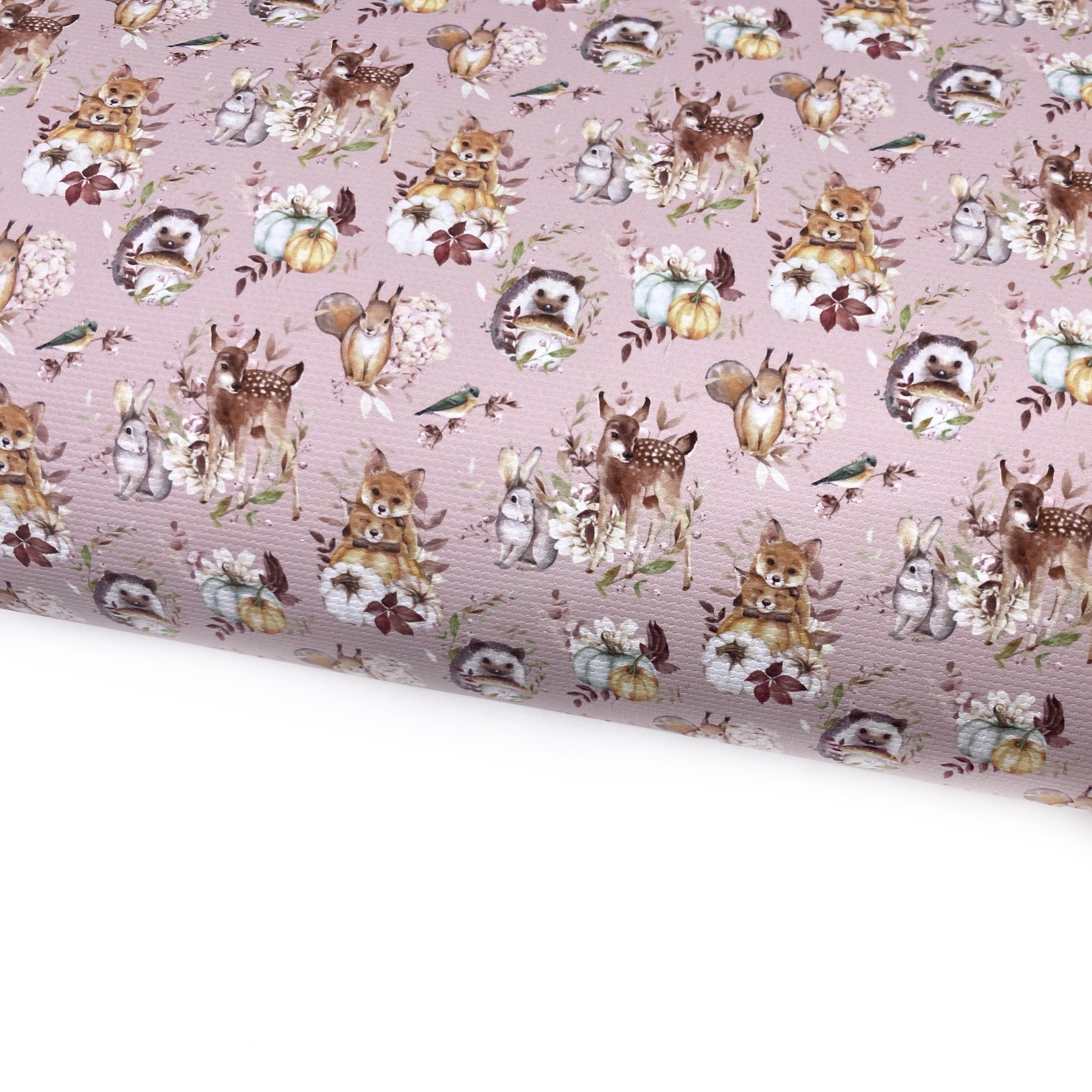 Dusky Pink Woodland Friends Lux Premium Canvas Bow Fabrics