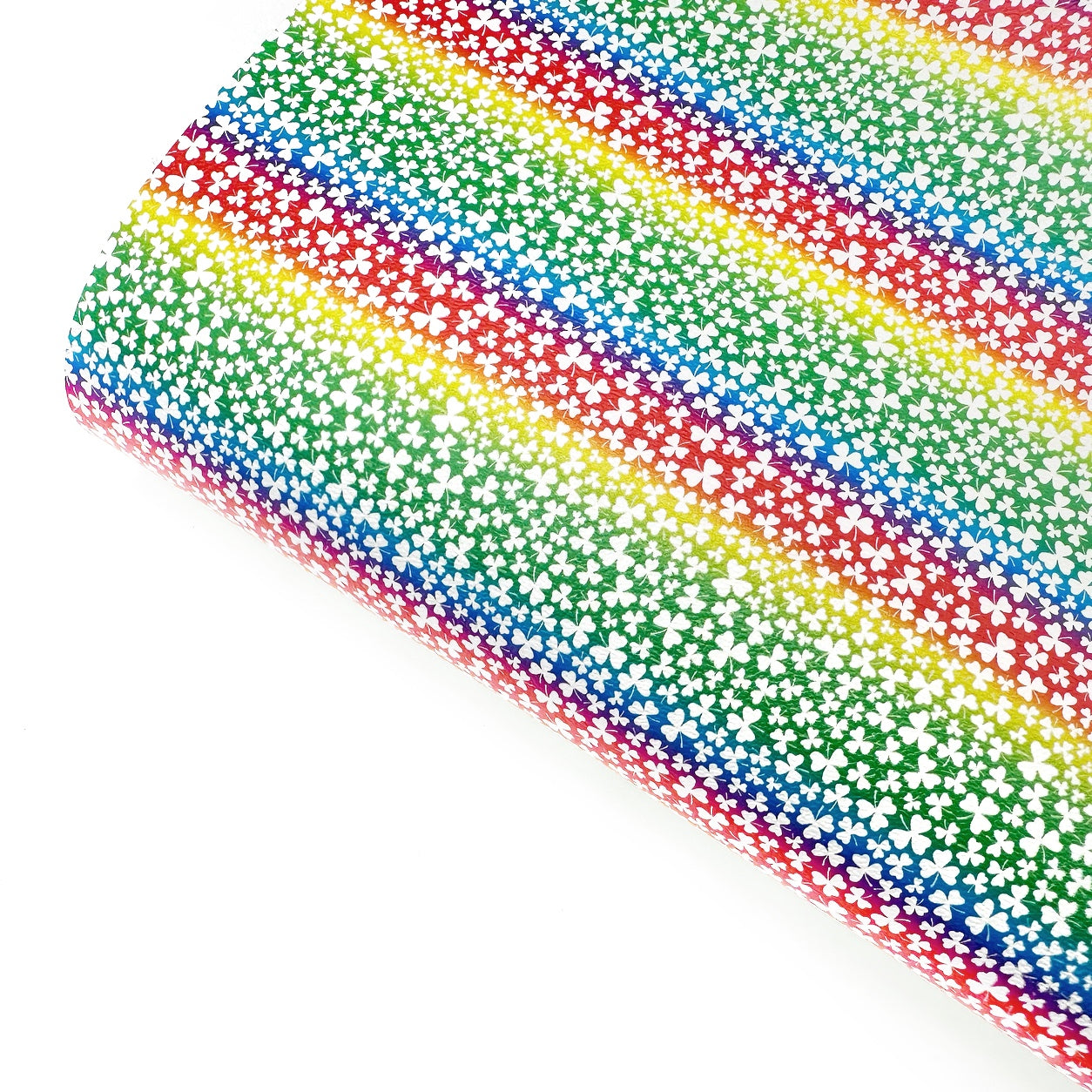 Mini Rainbow Clovers Faux Leather Fabric Sheets
