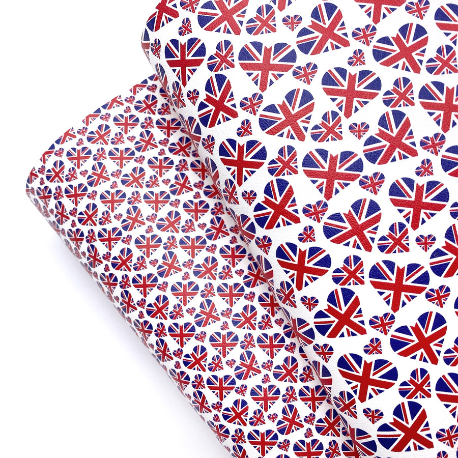 union jack hearts faux leather