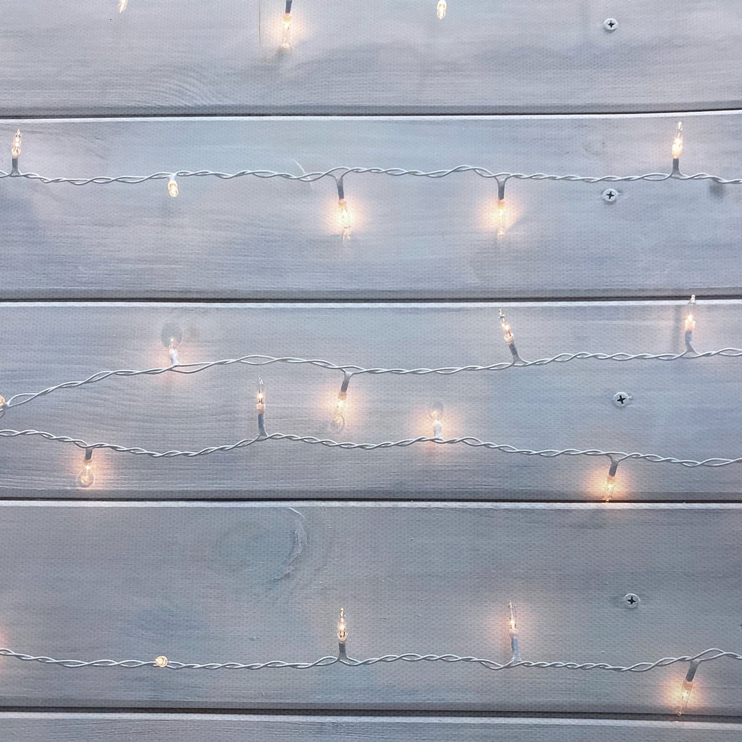 Hanging Fairy Lights Wooden Effect Canvas Photography Background