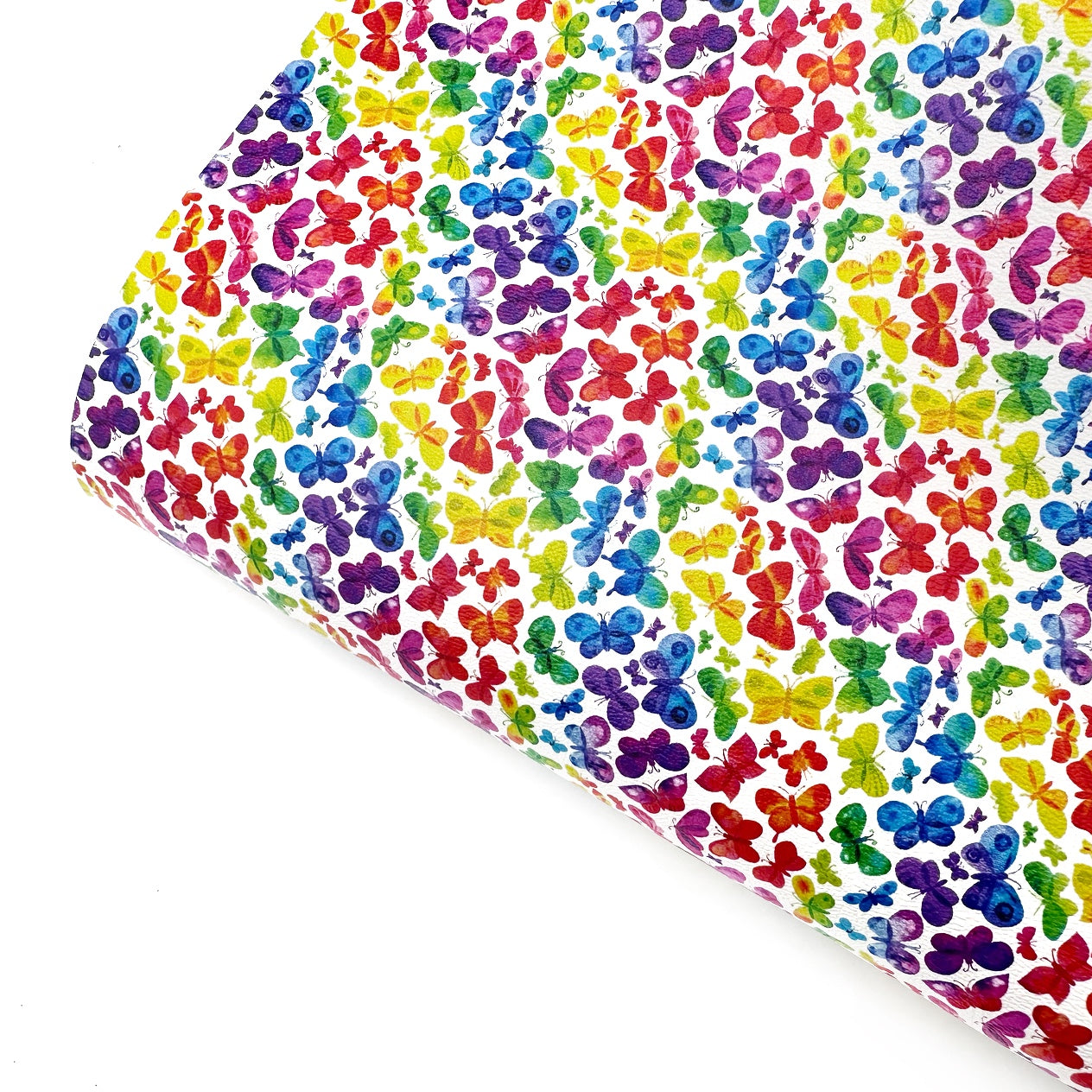 Rainbow Butterflies Premium Faux Leather Fabric Sheets
