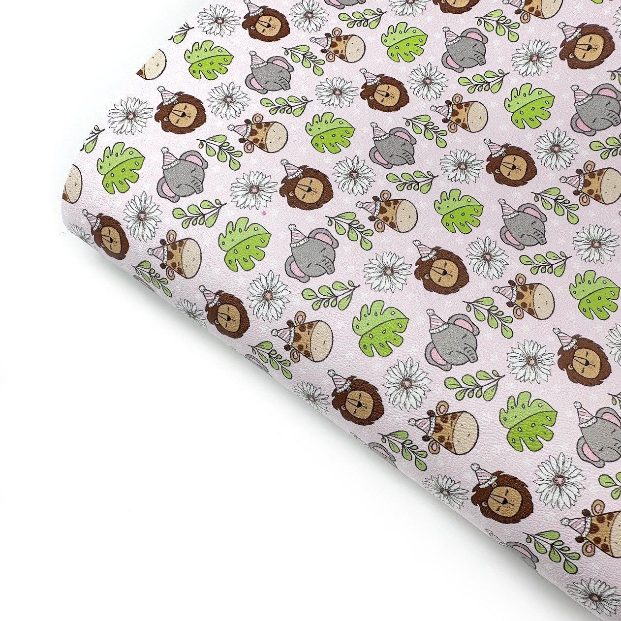 Zoo Birthday Party Premium Faux Leather Fabric Sheets