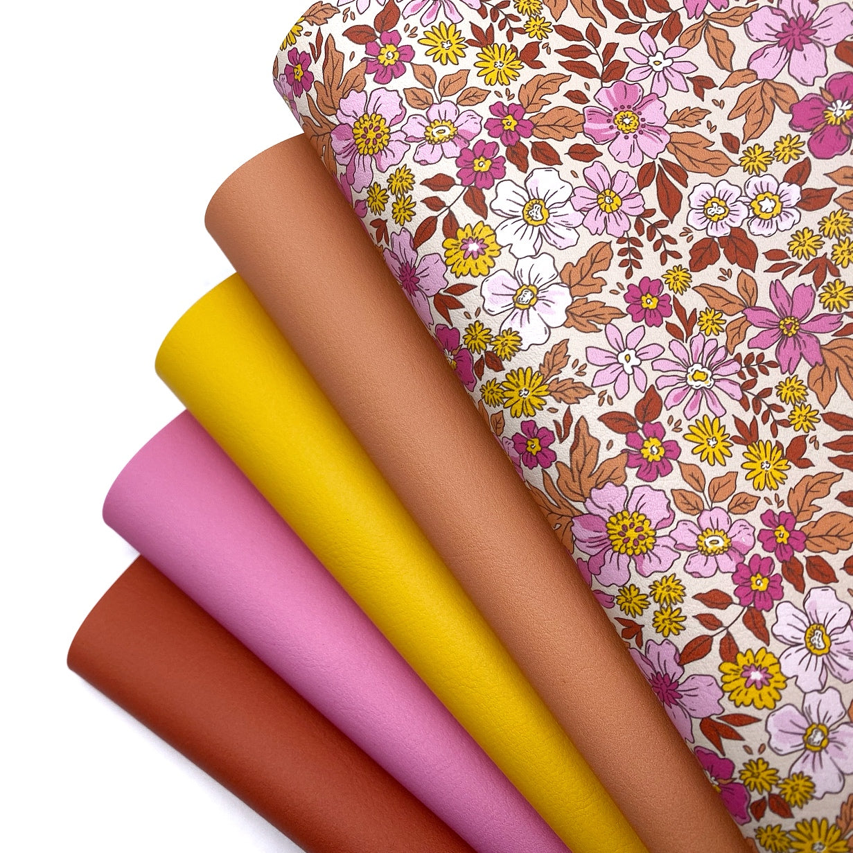 Wild Autumn Florals Premium Faux Leather Fabric Sheet Set