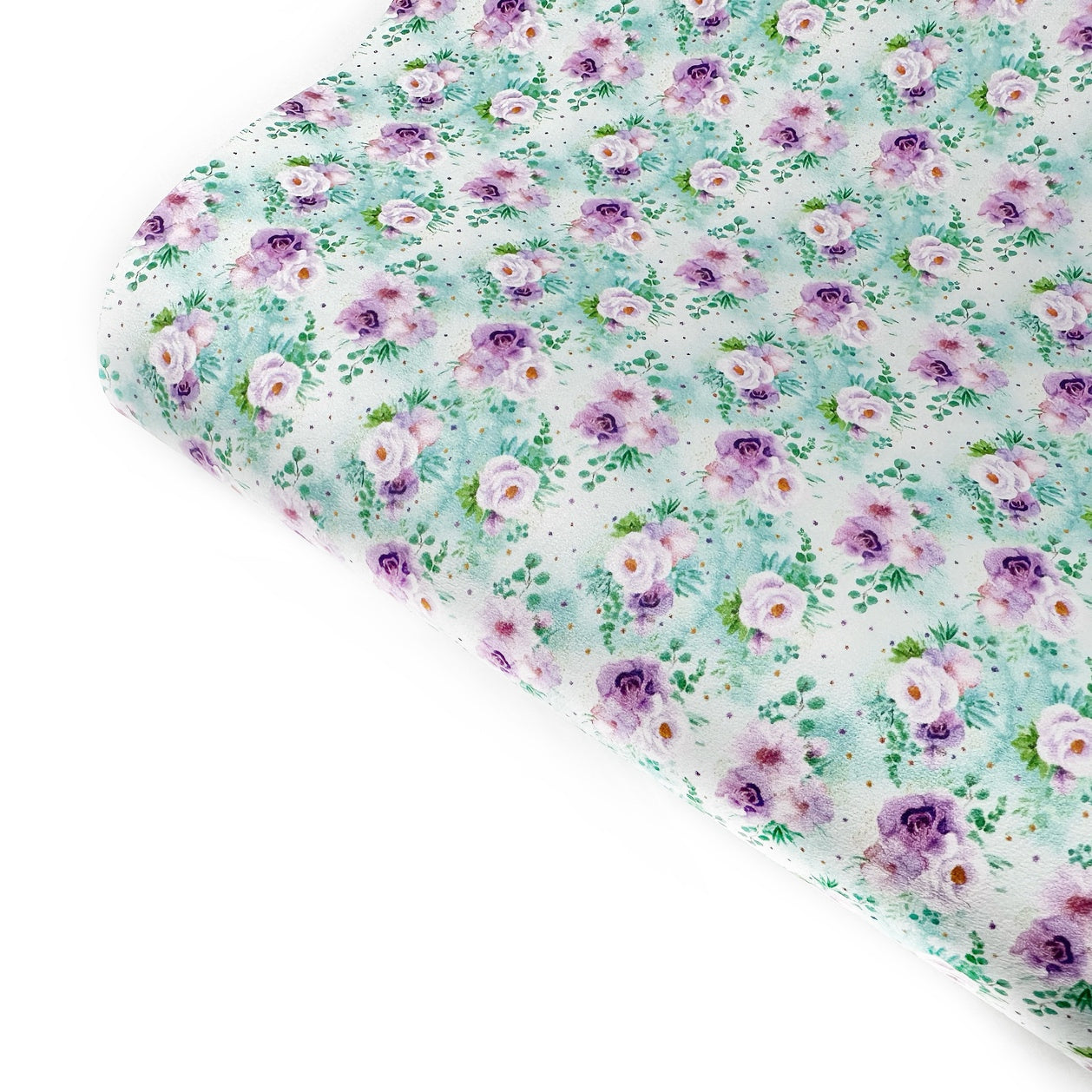 Girly Mint Dino Floral Premium Faux Leather Fabric Sheets