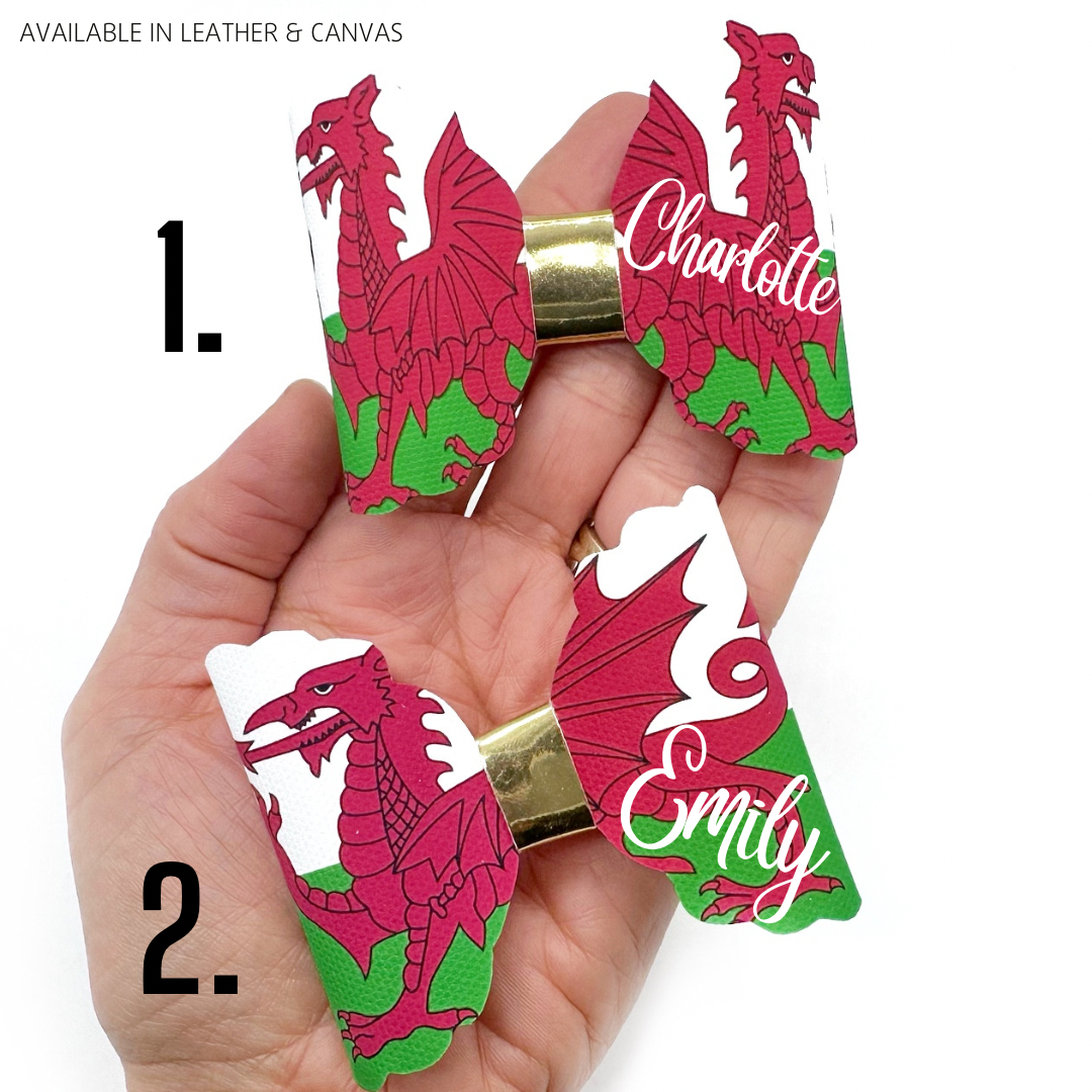 Welsh Flag 4” Create your own Personalised Rhaya Bow Loops