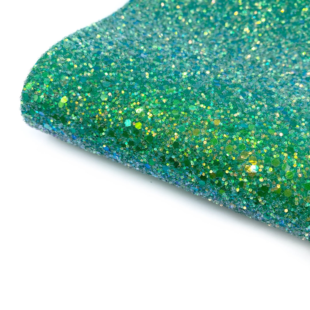 Seaweed Sparkles Green Fairytale Lux Premium Chunky Glitter Fabric