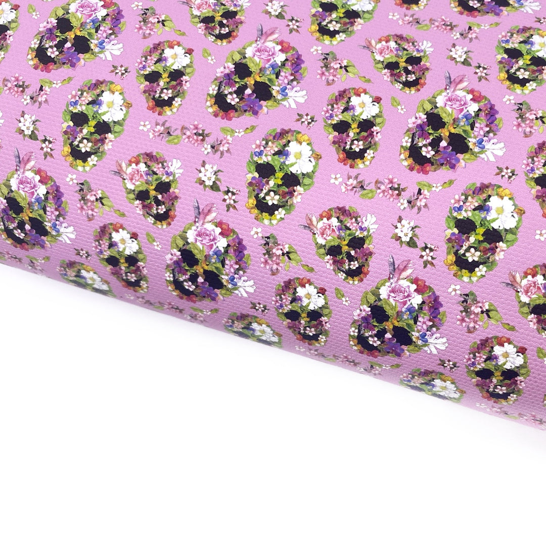 Flower Power Skulls Lux Premium Canvas Bow Fabrics