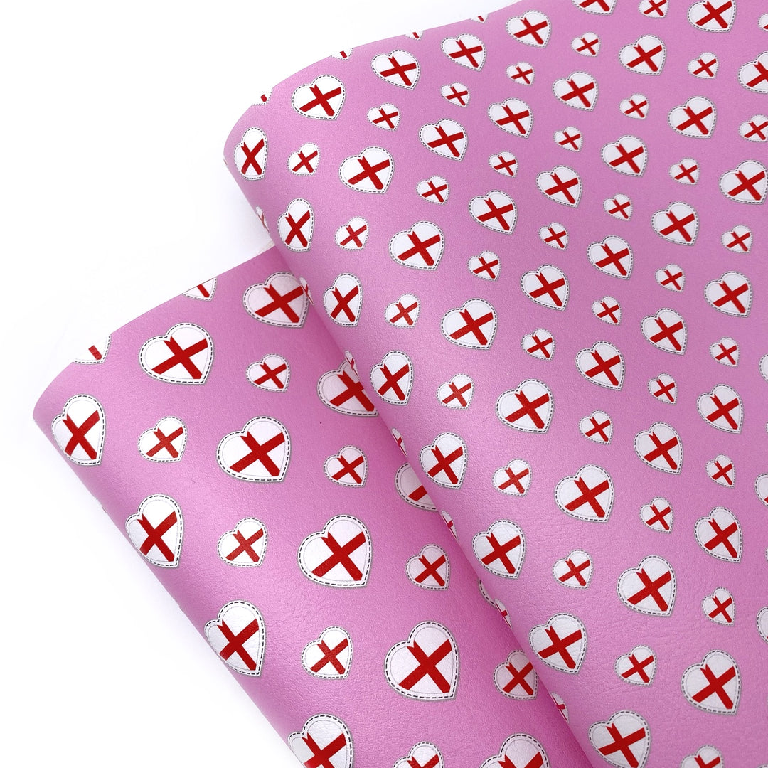 Pink We Love England Premium Faux Leather Fabric Sheets