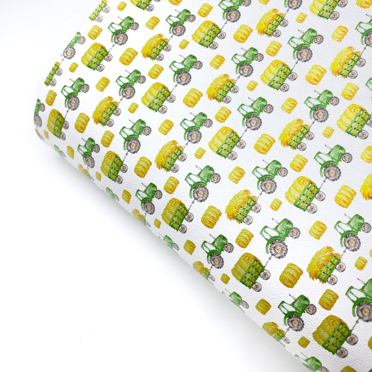 Little Green Tractors Premium Faux Leather Fabric Sheets