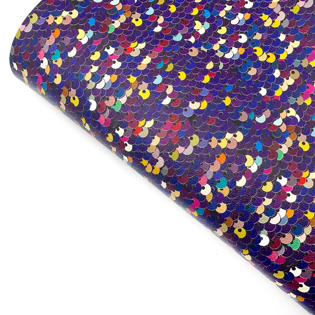 Coloured Sequins Premium Faux Leather Fabric Sheets