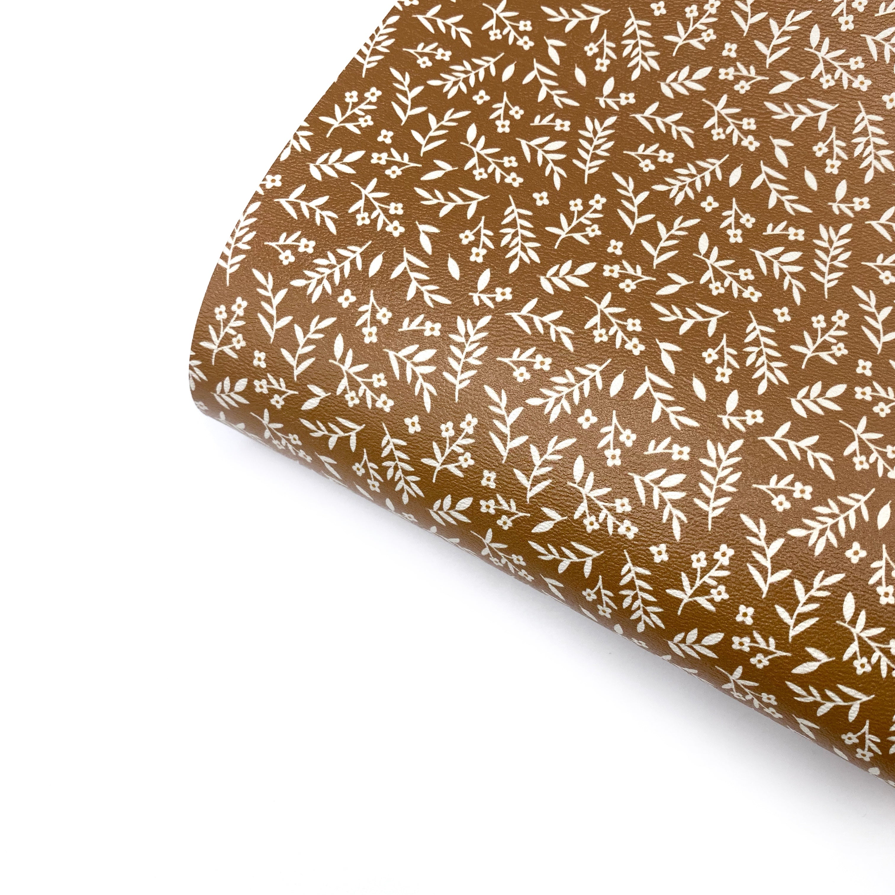 Brown Falling Fall Florals Premium Faux Leather Fabric Sheets