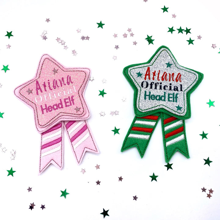 Exclusive Personalised Official Head Elf Shooting Star Badge KIT Feltie or Badge Face