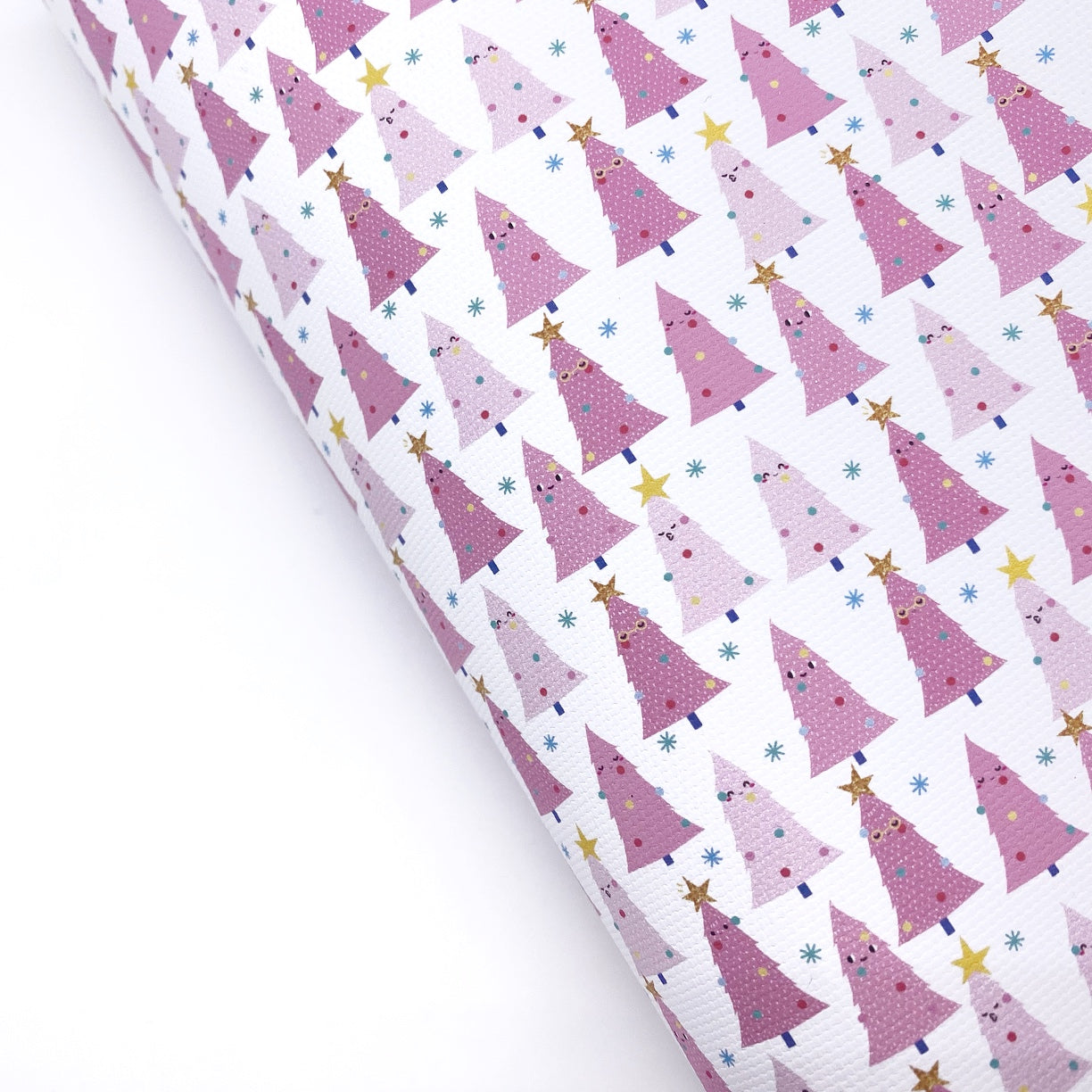 Little Pink Christmas Trees Lux Premium Canvas Bow Fabrics