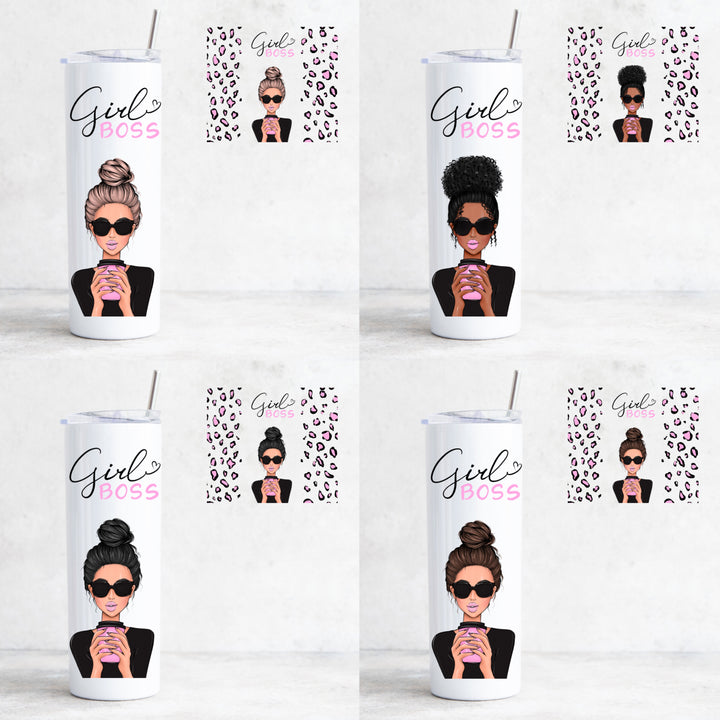 Ultimate Girl Boss Skinny Tumbler Vinyl Wrap 20oz