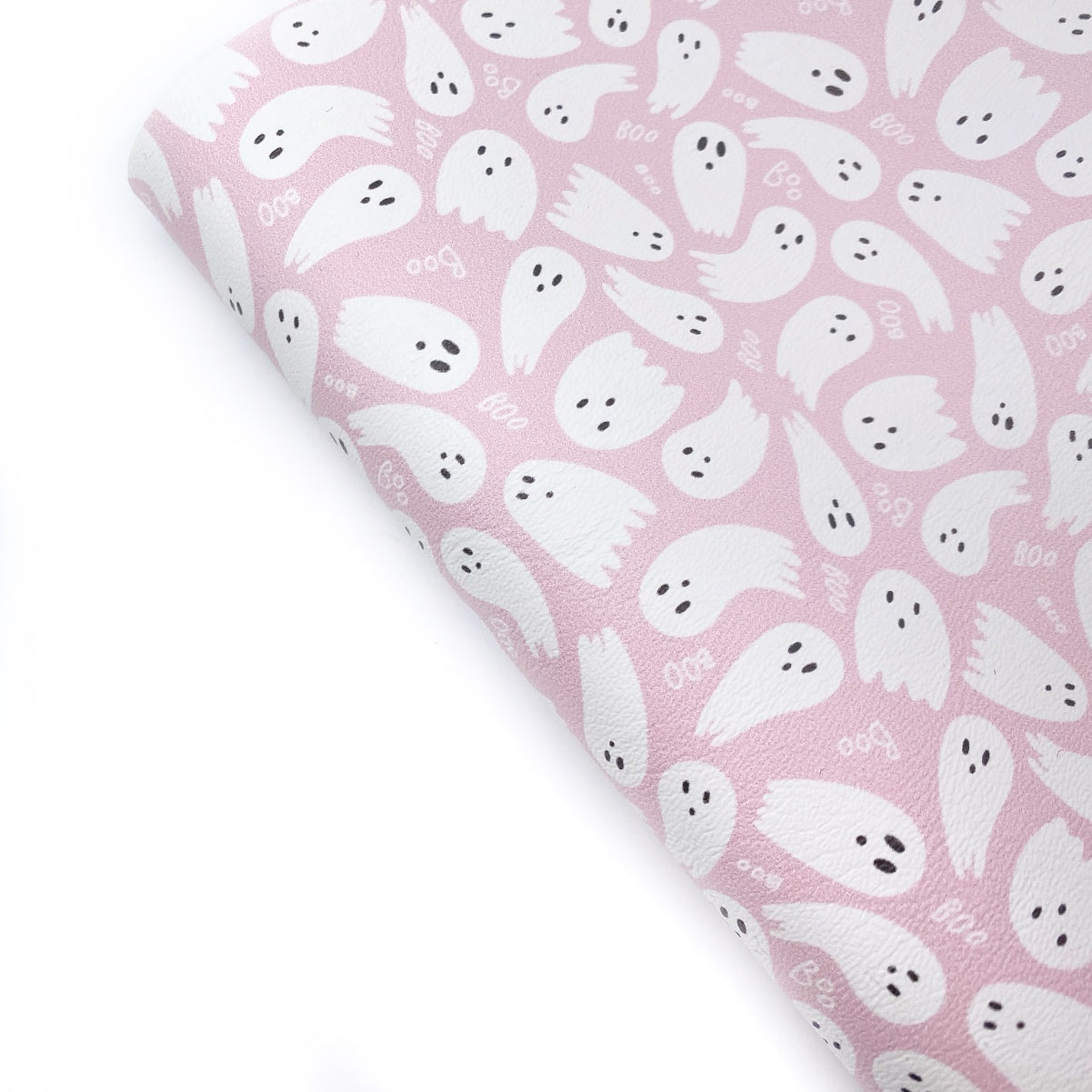 Pink Boo Ghost Premium Faux Leather Fabric Sheets