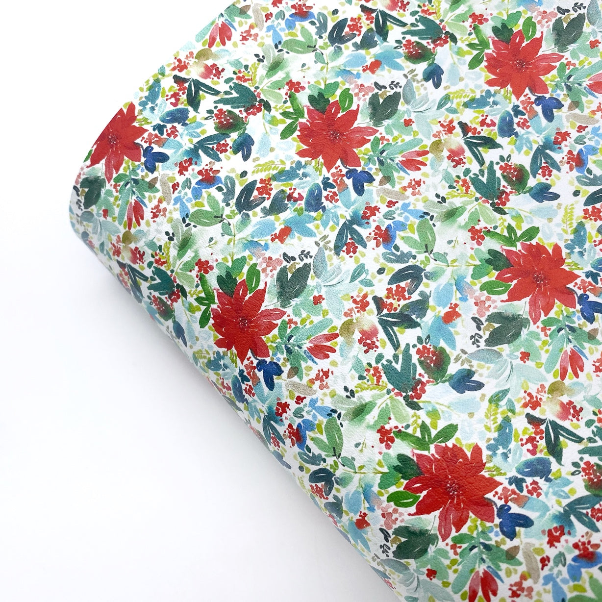 Xmas Lush Blooms Premium Faux Leather Fabric Sheets